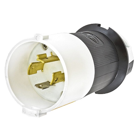 Locking Plug, L14-20P, 20 A, 125/250V AC, Single Phase, 3 Pole, Screw Terminals, Black, White MPN:HBL2411S