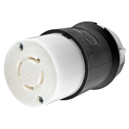 Locking Connector, L14-20R, 20 A, 125/250V AC, Three Phase, 3 Pole, Screw Terminals, Black, White MPN:HBL2413