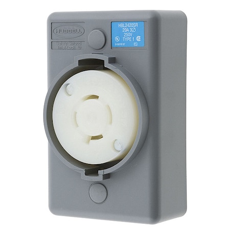 Locking Receptacle, L15-20R, 20 A, 250V AC, Three Phase, 3 Pole, Surface Mount, Screw Terminals MPN:HBL2420SR