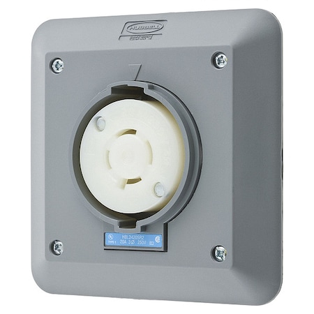Locking Receptacle, L15-20R, 20 A, 250V AC, Three Phase, 3 Pole, Flush Mount, Screw Terminals, Gray MPN:HBL2420SR2