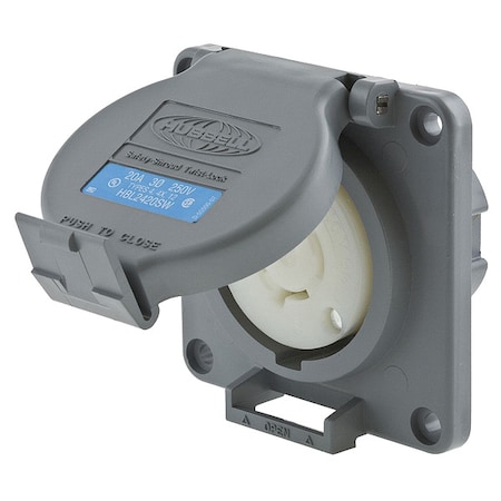 Watertight Flanged Locking Receptacle, L15-20R, 20 A, 250V AC, Three Phase, 3 Pole, Flush Mount MPN:HBL2420SW