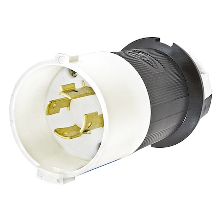 Locking Plug, L15-20P, 20 A, 250V AC, Three Phase, 3 Pole, Screw Terminals, Black, White MPN:HBL2421S