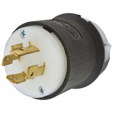 Locking Plug, L15-20P, 20 A, 250V AC, Three Phase, 3 Pole, Spring Clamp Terminals, Black, White MPN:HBL2421ST
