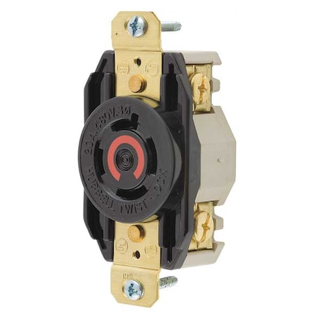 Locking Receptacle, L16-20R, 20 A, 480V AC, Three Phase, 3 Pole, Flush Mount, Screw Terminals MPN:HBL2430