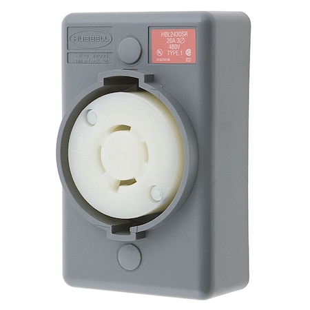 Locking Receptacle, L16-20R, 20 A, 480V AC, Three Phase, 3 Pole, Surface Mount, Screw Terminals MPN:HBL2430SR