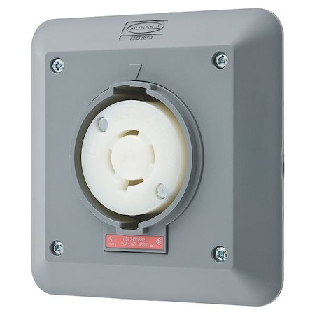 Locking Receptacle, L16-20R, 20 A, 480V AC, Three Phase, 3 Pole, Flush Mount, Screw Terminals, Gray MPN:HBL2430SR2