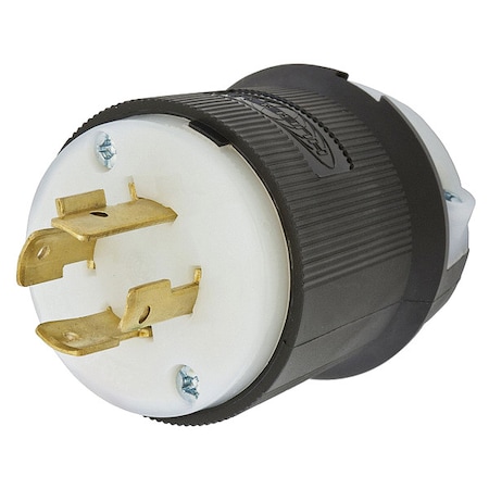 Locking Plug, L16-20P, 20 A, 480V AC, Three Phase, 3 Pole, Screw Terminals, Black, White MPN:HBL2431