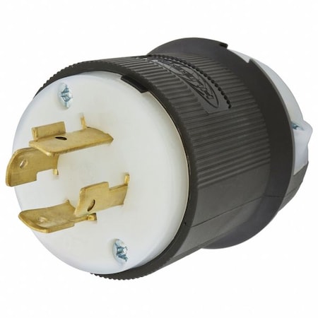 Locking Plug, L16-20P, 20 A, 480V AC, Three Phase, 3 Pole, Spring Clamp Terminals, Black, White MPN:HBL2431ST