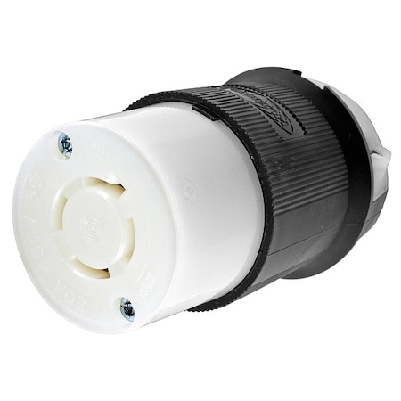 Locking Connector, L16-20R, 20 A, 480V AC, Three Phase, 3 Pole, Screw Terminals, Black, White MPN:HBL2433