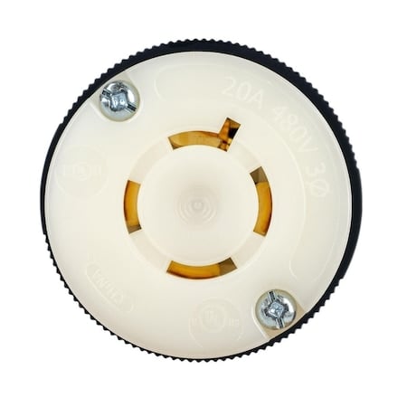 Locking Connector, L16-20R, 20 A, 480V AC, Three Phase, 3 Pole, Spring Clamp Terminals MPN:HBL2433ST