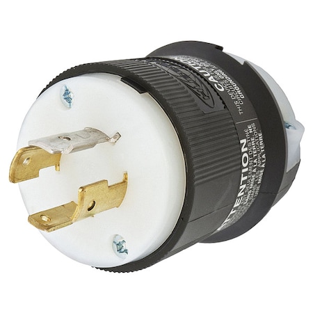 Locking Plug, L18-20P, 20 A, 120/208V AC, Three Phase, 4 Pole, Screw Terminals, Black, White MPN:HBL2441