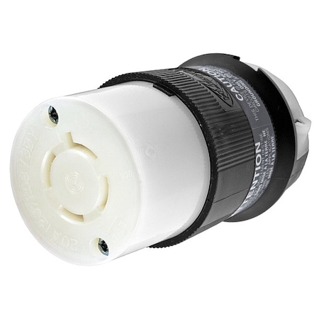 Locking Connector, L18-20R, 20 A, 120/208V AC, Three Phase, 4 Pole, Screw Terminals, Black, White MPN:HBL2443