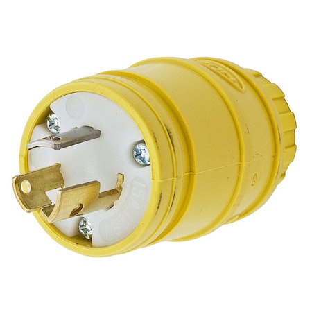Locking Plug, L5-15P, 15 A, 125V AC, Single Phase, 2 Pole, Screw Terminals, Yellow MPN:HBL24W47