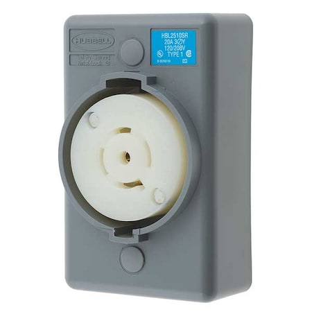 Locking Receptacle, L21-20R, 20 A, 120/208V AC, Three Phase, 4 Pole, Surface Mount, Screw Terminals MPN:HBL2510SR