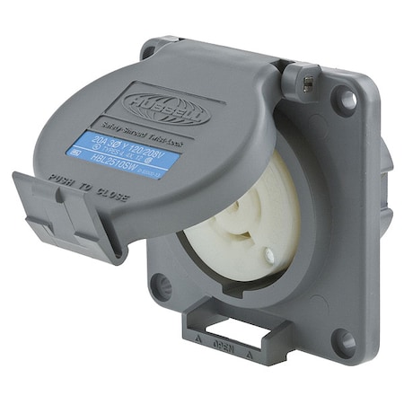 Watertight Flanged Locking Receptacle, L21-20R, 20 A, 120/208V AC, Three Phase, 4 Pole, Flush Mount MPN:HBL2510SW