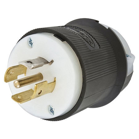 Locking Plug, L21-20P, 20 A, 120/208V AC, Three Phase, 4 Pole, Screw Terminals, Black, White MPN:HBL2511
