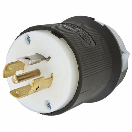 Locking Plug, L21-20P, 20 A, 120/208V AC, Three Phase, 4 Pole, Spring Clamp Terminals, Black, White MPN:HBL2511ST
