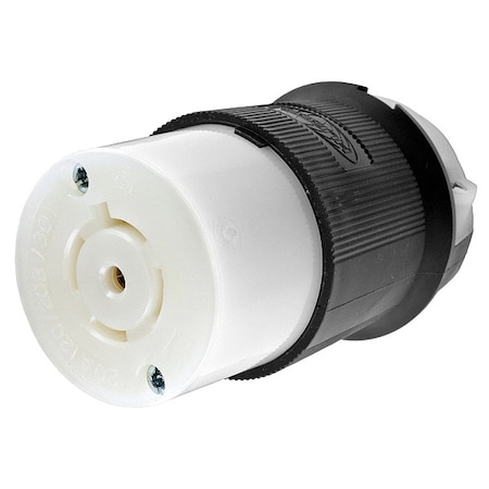 Locking Connector, L21-20R, 20 A, 120/208V AC, Three Phase, 4 Pole, Screw Terminals, Black, White MPN:HBL2513