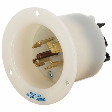 Locking Receptacle, 20 A, 120/208V AC, Three Phase, 4 Pole, Flush Mount, Spring Clamp Terminals MPN:HBL2515ST