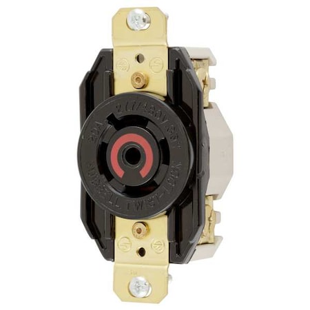Locking Receptacle, L22-20R, 20 A, 277/480V AC, Three Phase, 4 Pole, Flush Mount, Screw Terminals MPN:HBL2520