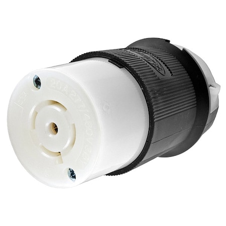 Locking Connector, L22-20R, 20 A, 277/480V AC, Three Phase, 4 Pole, Screw Terminals, Black, White MPN:HBL2523