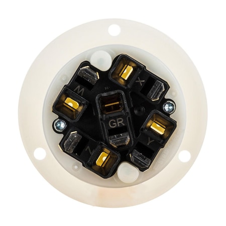 Locking Receptacle, 20 A, 277/480V AC, Three Phase, 4 Pole, Spring Clamp Terminals, White MPN:HBL2525ST