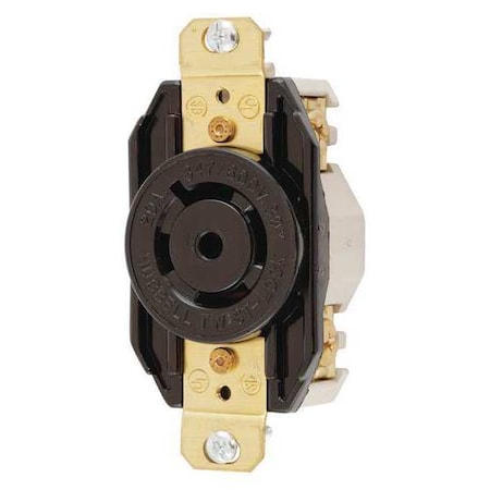 Locking Receptacle, L23-20R, 20 A, 347/600V AC, Three Phase, 4 Pole, Flush Mount, Screw Terminals MPN:HBL2530