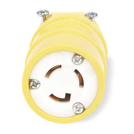 Locking Connector, L5-15R, 15 A, 125V AC, Single Phase, 2 Pole, Screw Terminals, Yellow MPN:HBL2547