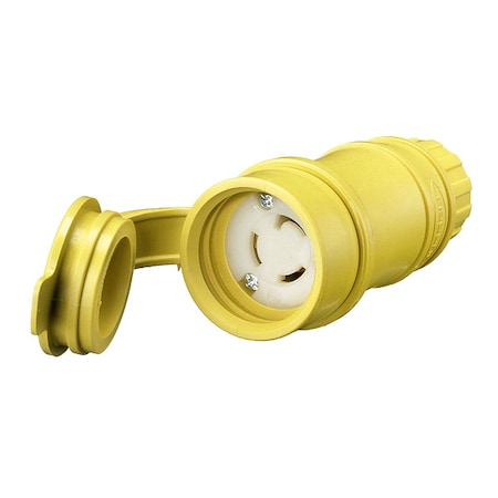 Locking Connector, L5-15R, 15 A, 125V AC, Single Phase, 2 Pole, Screw Terminals, Yellow MPN:HBL25W47