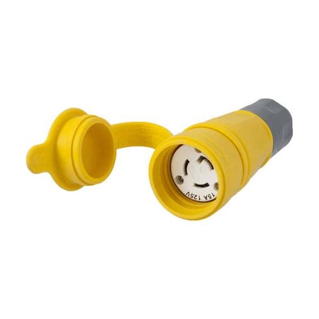 Watertight Locking Connector, L5-15R, 15 A, 125V AC, Single Phase, 2 Pole, Screw Terminals, Yellow MPN:HBL25W47A