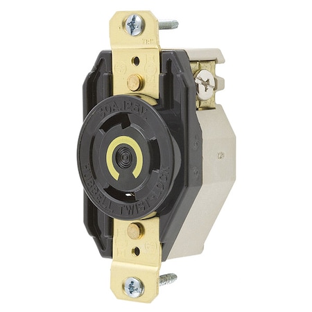 Locking Receptacle, L5-30R, 30 A, 125V AC, Single Phase, 2 Pole, Flush Mount, Screw Terminals MPN:HBL2610