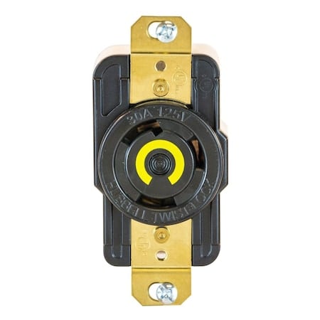 Locking Receptacle, L5-30R, 30 A, 125V AC, Single Phase, 2 Pole, Flush Mount, Black MPN:HBL2610ST