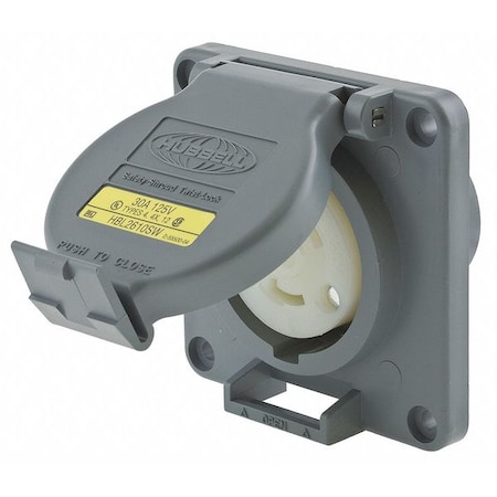 Watertight Flanged Locking Receptacle, L5-30R, 30 A, 125V AC, Single Phase, 2 Pole, Flush Mount MPN:HBL2610SW