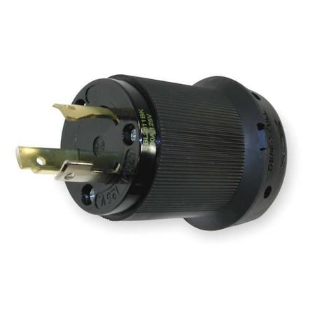 Locking Plug, L5-30P, 30 A, 125V AC, Single Phase, 2 Pole, Screw Terminals, Black MPN:HBL2611BK
