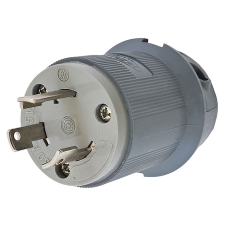 Locking Plug, L5-30P, 30 A, 125V AC, Single Phase, 2 Pole, Screw Terminals, Gray MPN:HBL2611F