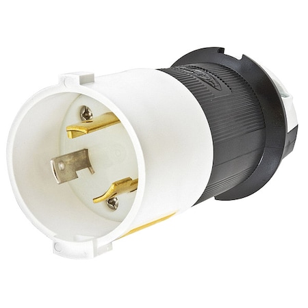 Locking Plug, L5-30P, 30 A, 125V AC, Single Phase, 2 Pole, Screw Terminals, Black, White MPN:HBL2611S