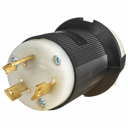 Locking Plug, L5-30P, 30 A, 125V AC, Single Phase, 2 Pole, Spring Clamp Terminals, Black, White MPN:HBL2611ST