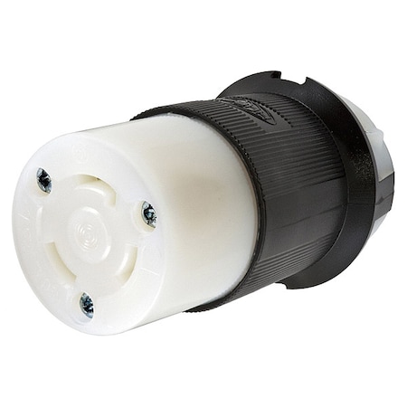 Locking Connector, L5-30R, 30 A, 125V AC, Single Phase, 2 Pole, Screw Terminals, Black, White MPN:HBL2613