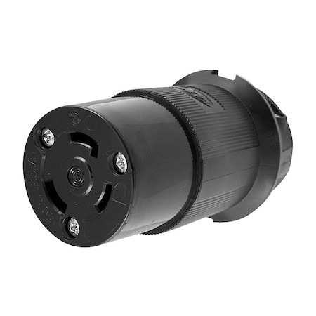 Locking Connector, L5-30R, 30 A, 125V AC, Single Phase, 2 Pole, Screw Terminals, Black MPN:HBL2613BK
