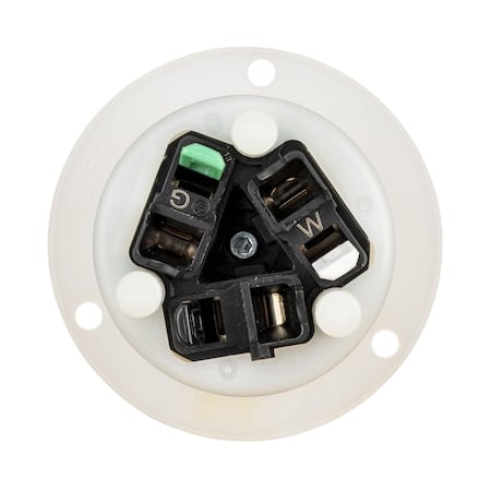 Locking Receptacle, 30 A, 125V AC, Single Phase, 2 Pole, Flush Mount, Spring Clamp Terminals, White MPN:HBL2615ST