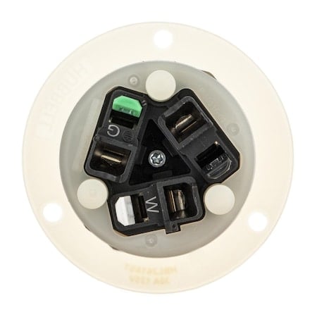 Locking Receptacle, L5-20R, 30 A, 125V AC, Single Phase, 2 Pole, Flush Mount, White MPN:HBL2616ST