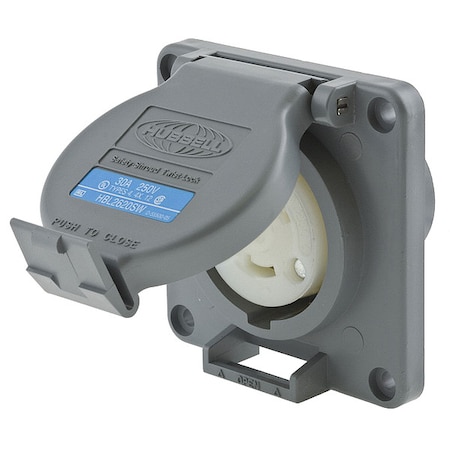 Watertight Flanged Locking Receptacle, L6-30R, 30 A, 250V AC, Single Phase, 2 Pole, Flush Mount MPN:HBL2620SW