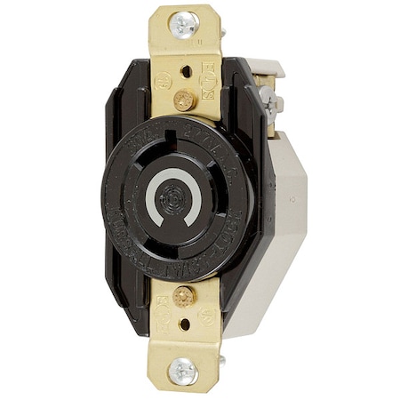Locking Receptacle, L7-30R, 30 A, 277V AC, Single Phase, 2 Pole, Flush Mount, Screw Terminals MPN:HBL2630
