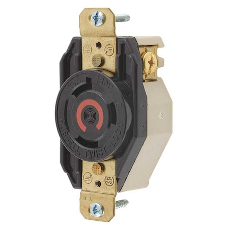 Locking Receptacle, L8-30R, 30 A, 480V AC, Single Phase, 2 Pole, Flush Mount, Screw Terminals MPN:HBL2640