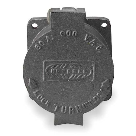 Locking Receptacle, Non-NEMA, 60 A, 600V AC, Single Phase, 3 Pole, Flush Mount, Screw Terminals MPN:HBL26410