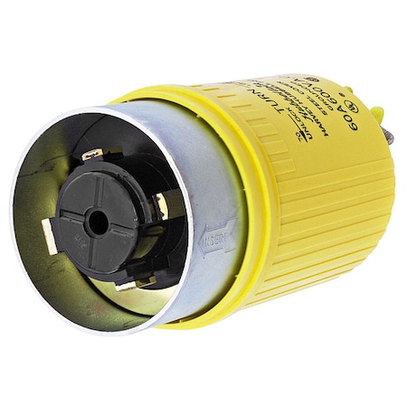 Locking Plug, Non-NEMA, 60 A, 600V AC, Three Phase, 3 Pole, Screw Terminals, Yellow MPN:HBL26419