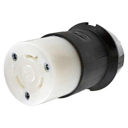 Locking Connector, L8-30R, 30 A, 480V AC, Single Phase, 2 Pole, Screw Terminals, Black, White MPN:HBL2643