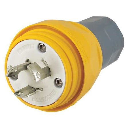Watertight Locking Plug, Non-NEMA, 20 A, 125/250V AC, Single Phase, 3 Pole, Screw Terminals, Yellow MPN:HBL26W08