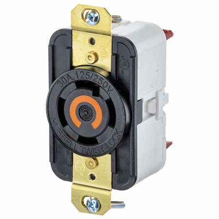 Locking Receptacle, L14-30R, 30 A, 125/250V AC, Single Phase, 3 Pole, Flush Mount, Black MPN:HBL2710ST