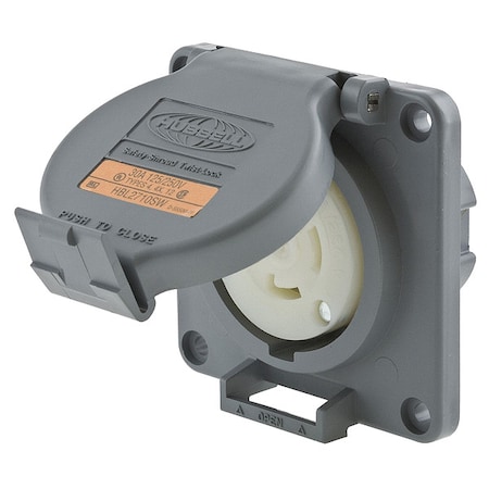 Watertight Flanged Locking Receptacle, L14-30R, 30 A, 125/250V AC, Single Phase, 3 Pole, Gray MPN:HBL2710SW